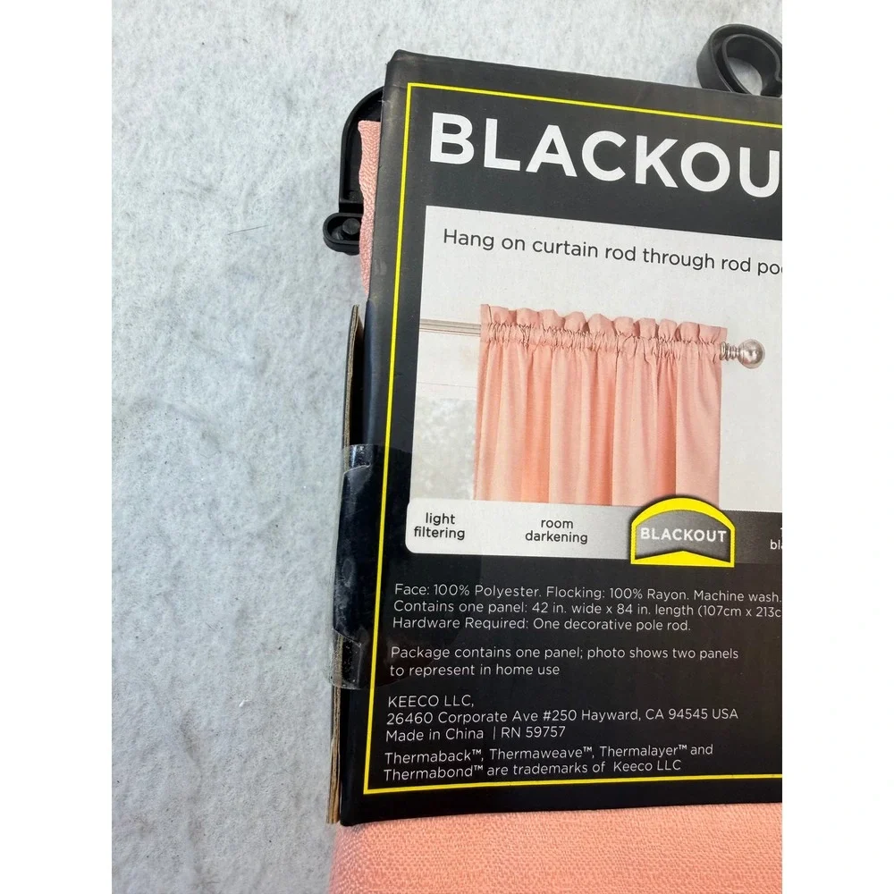 Eclipse Braxton Blackout Curtain Panel 42x84 Coral Thermaback Energy Saving new